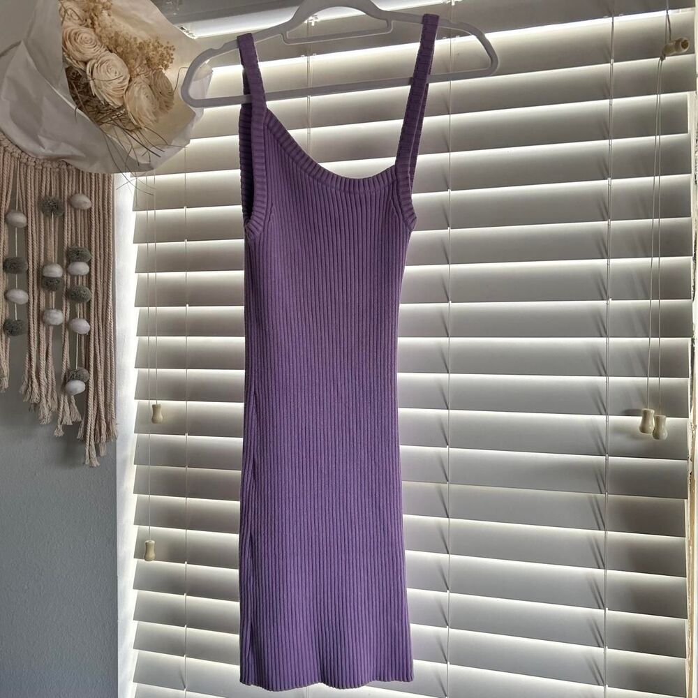 Michael Costello REVOLVE amari Lilac Ribbed Knit mini Dress Small asymmetrical
